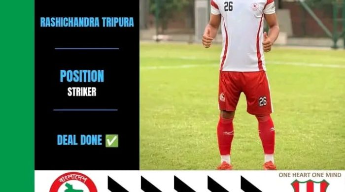"লামার আকিরাম ত্রিপুরা পাড়ার ফুটবলার: দেশের জন্য জাতীয় দলের স্বপ্নে উজ্জ্বল রশিচন্দ্র"