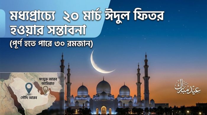 মধ্যপ্রাচ্যে ২০ মার্চ ঈদুল ফিতর হওয়ার সম্ভাবনা, পূর্ণ হতে পারে ৩০ রমজান