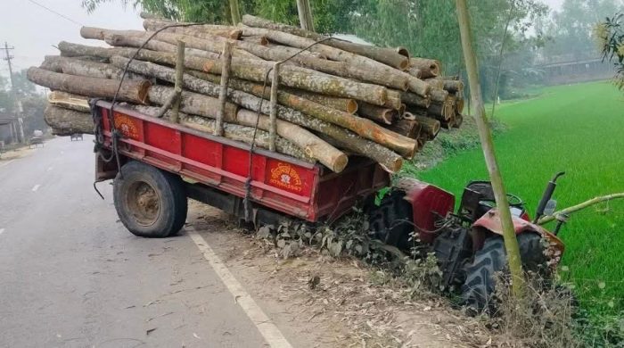 ​কালিহাতী-সখিপুর সড়কে মাহিন্দ্রা ট্রাক খাদে, চালকসহ আহত ২